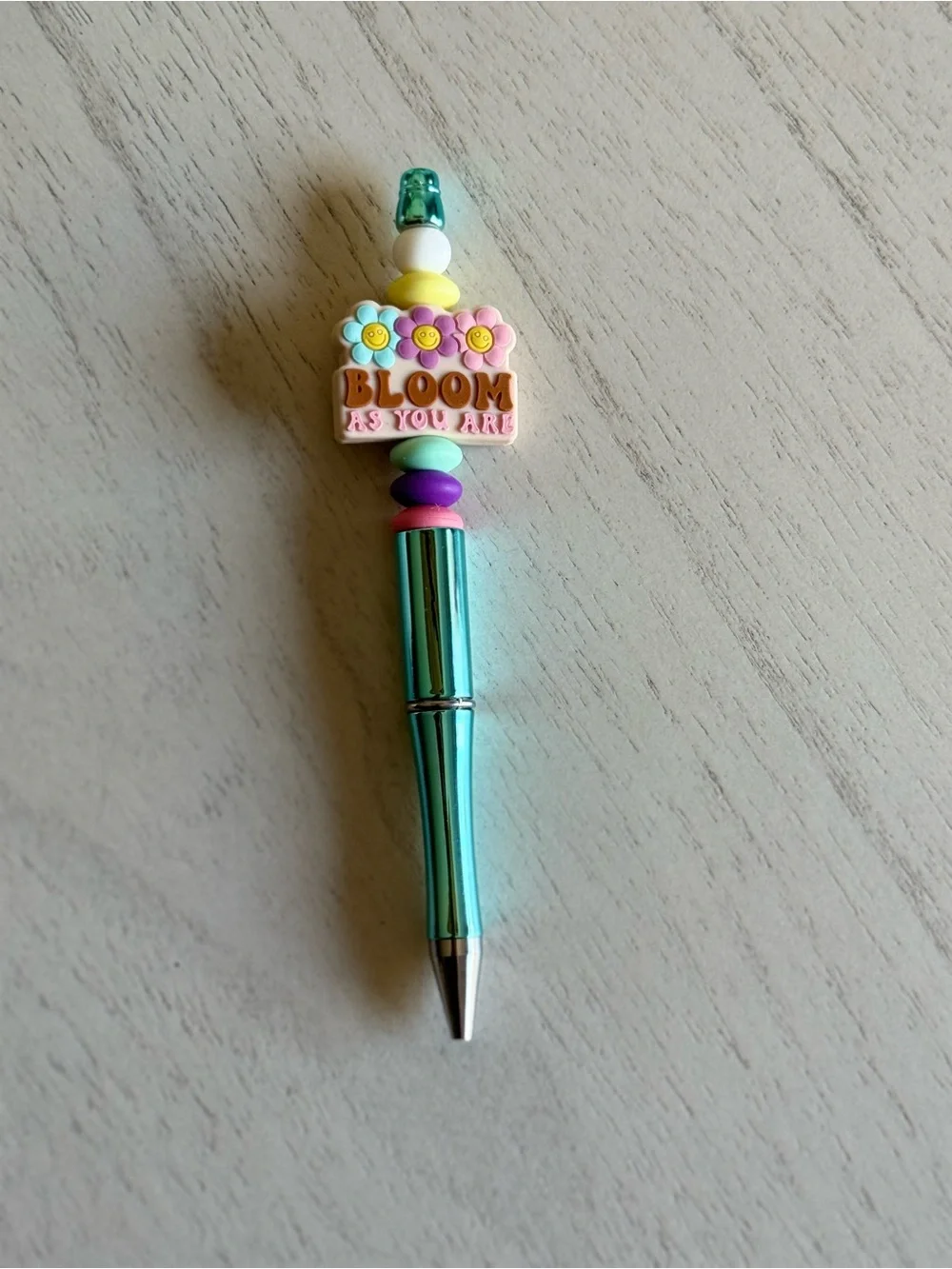 Bloom Beaded Pen - Teal and Pastel